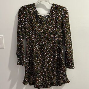 Zara floral print shift dress with sleeves